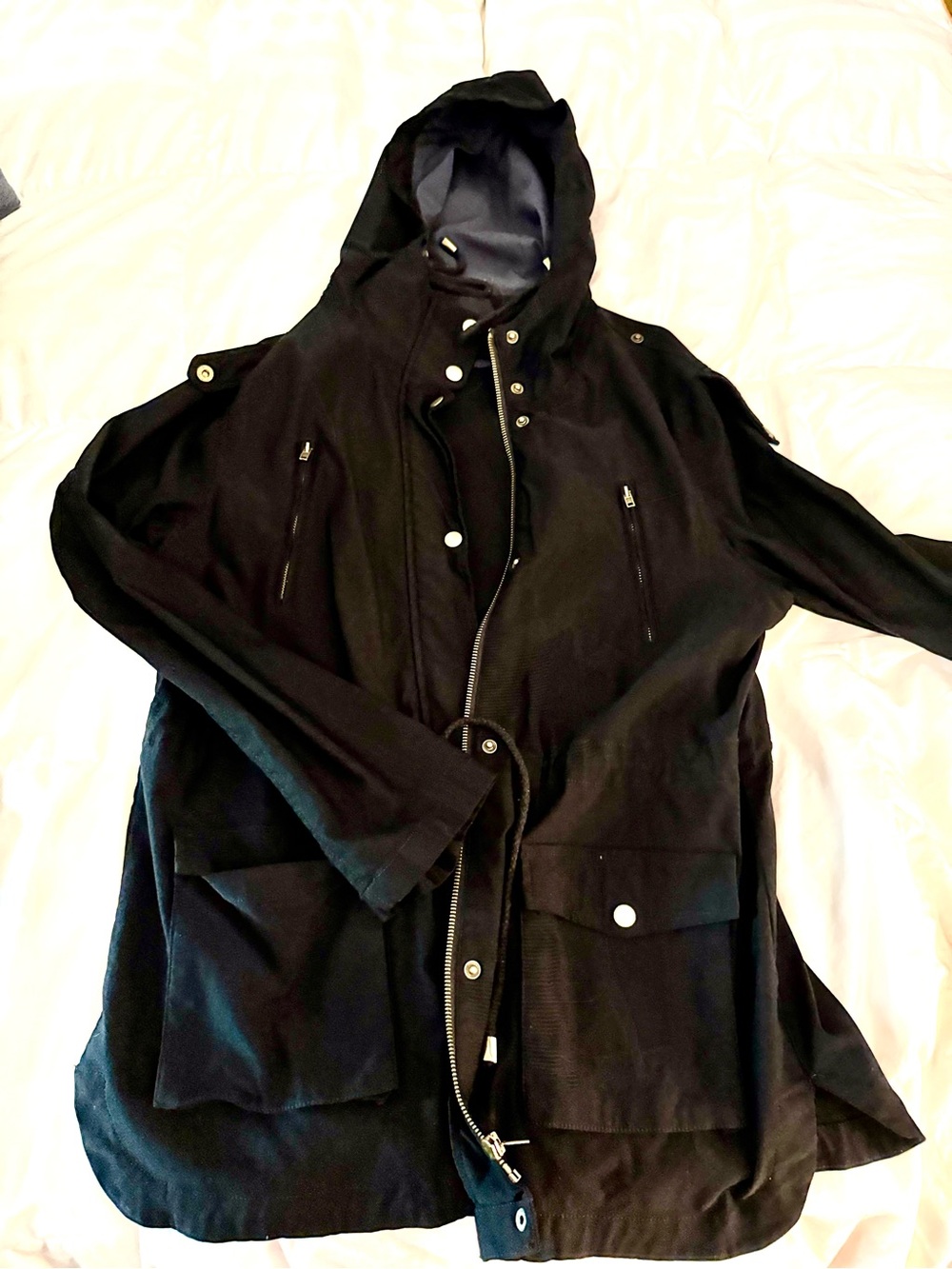 Collective Concepts Black Hooded Zip-Front Utility Jacket